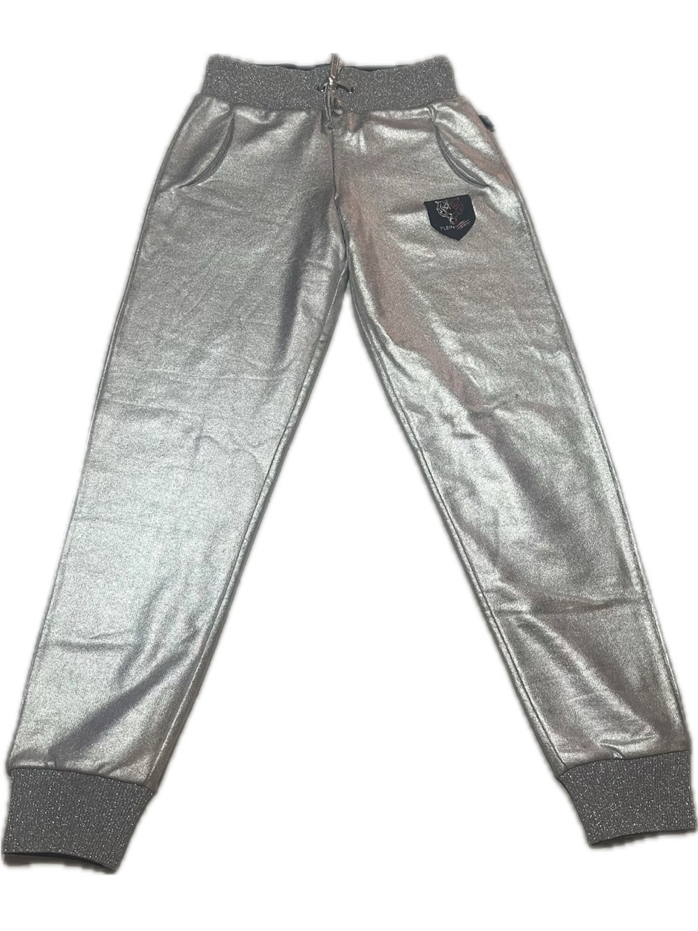 Philipp Plein Silver Metallic Jogger Pants